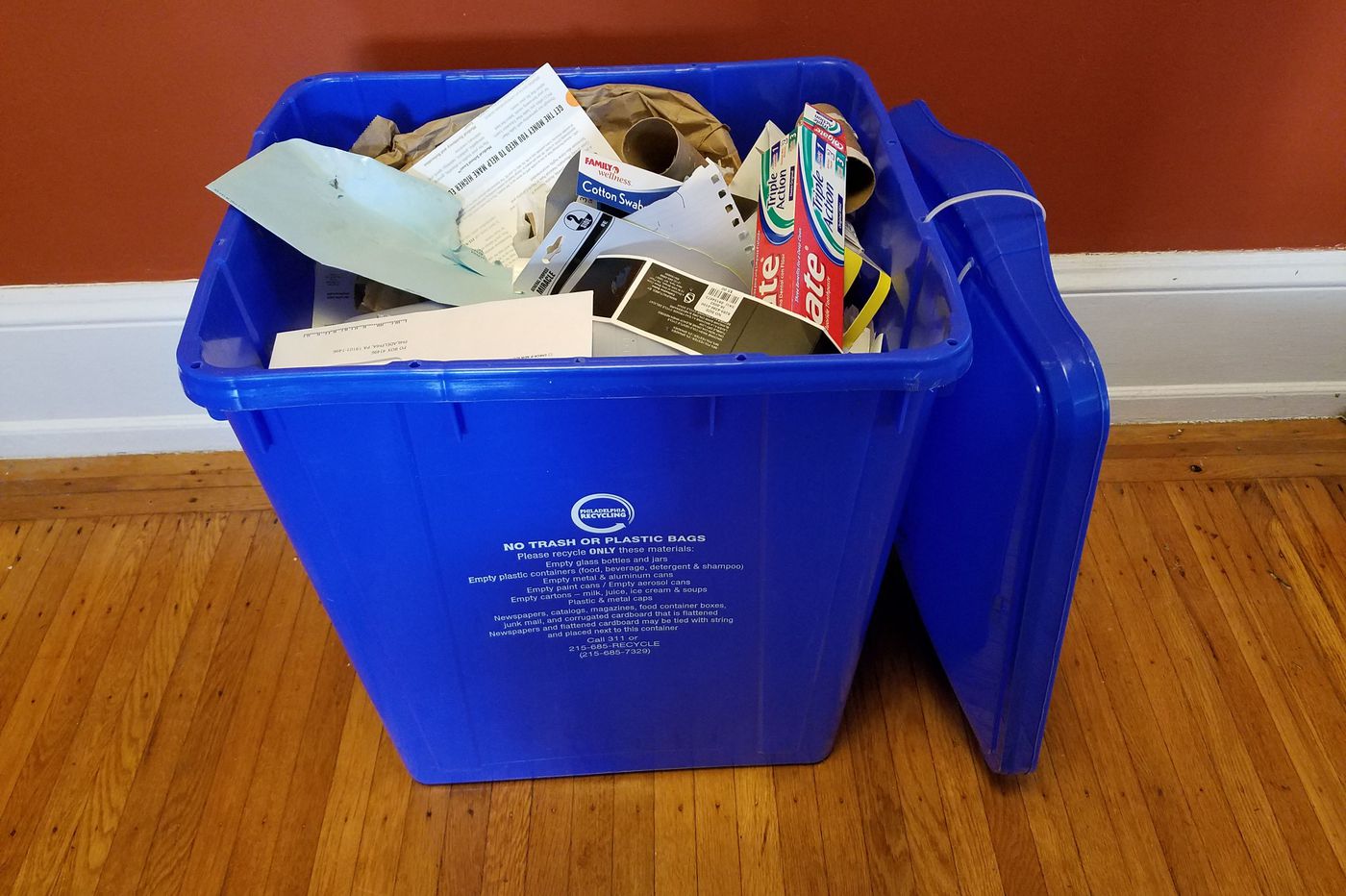 Blue bin for recycling