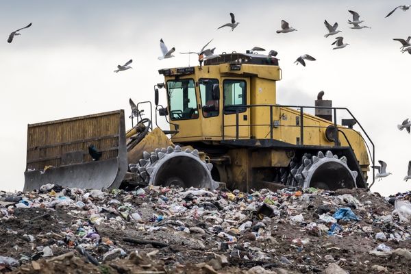 landfill with dump truck