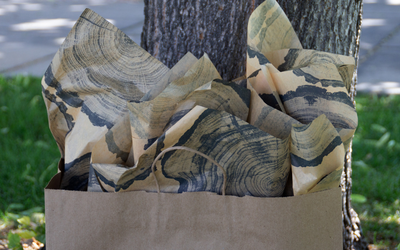 holiday tissue paper with ware-based ink